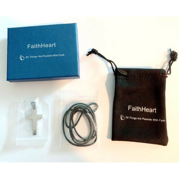 Stainless Steel Silver Cross Pendant Necklace Black Wax Leather C… - Picture 6 of 6